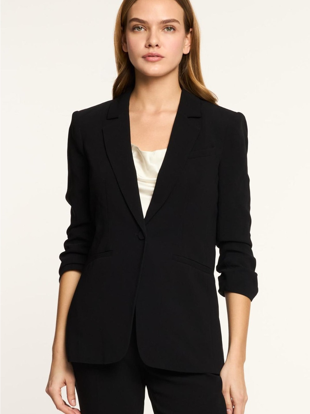 Cinq a Sept Khloe Crepe 3/4 Sleeve Blazer Black Size 14